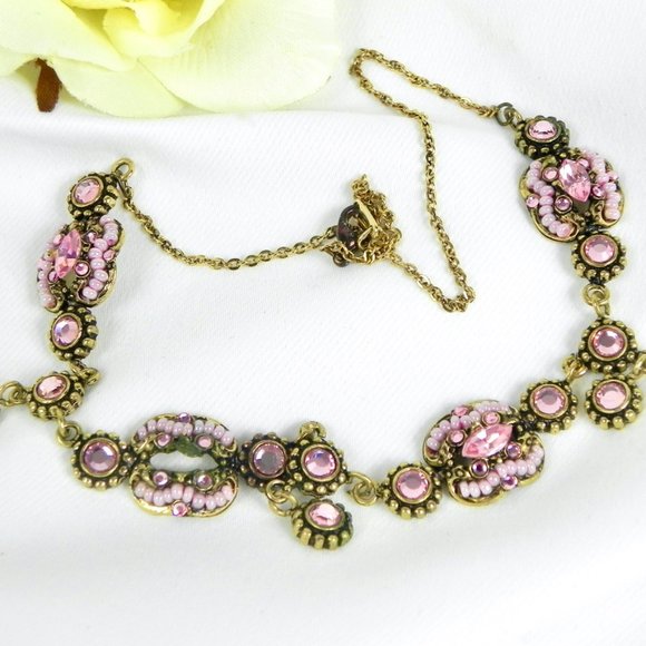 Pink Crystal Beaded Boho Necklace - Picture 4 of 7
